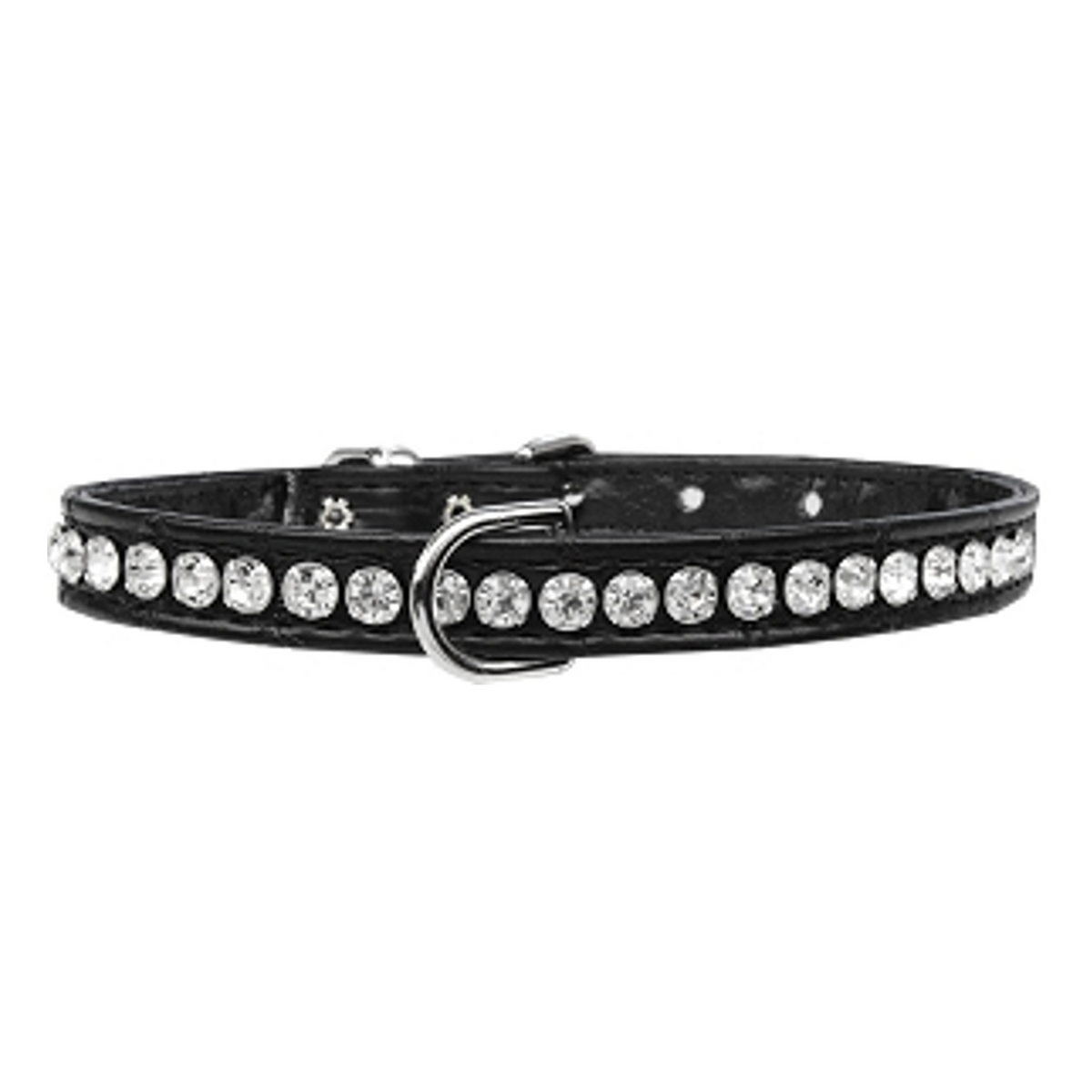 Grace 1-row Crystal Faux Croc Dog Collar - Black - 3 Red Rovers