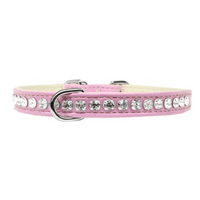 Grace 1-row Crystal Faux Croc Dog Collar - Light Pink - 3 Red Rovers