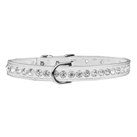 Grace 1-row Crystal Faux Croc Dog Collar - White - 3 Red Rovers