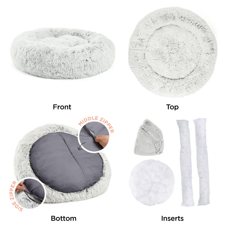 The Calming Frost Donut Shag Pet Beds
