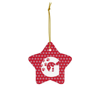 Ceramic Dog Monogram G Ornament - Red, 4 Shapes - 3 Red Rovers