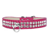 Dazzle 2-row Crystal Faux Croc Dog Collar - Bright Pink - 3 Red Rovers