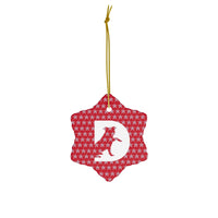 Ceramic Dog Monogram D Ornament - Red, 4 Shapes - 3 Red Rovers