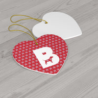 Ceramic Dog Monogram B Ornament - Red, 4 Shapes - 3 Red Rovers