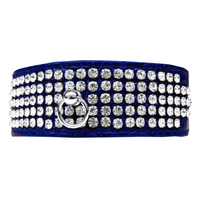 Posh 5-row Crystal Faux Croc Dog Collar - Blue - 3 Red Rovers