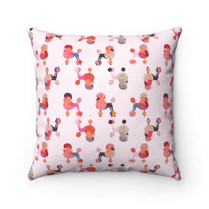Pink Poodles 14" Square Pillow - 3 Red Rovers