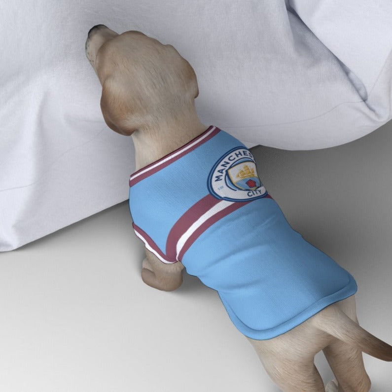 Manchester City FC 23 Home Inspired Pet Tee Shirt (Sizes XS-Small) - 3 Red Rovers