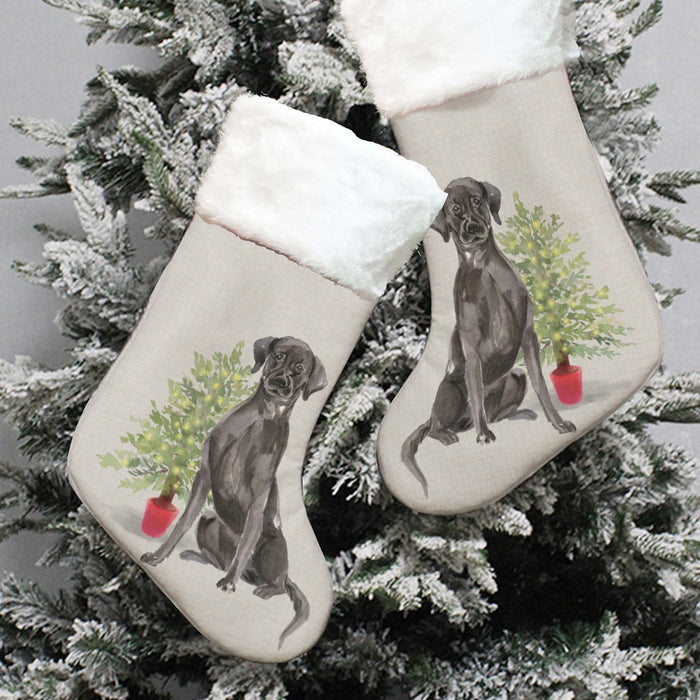 Black Labrador Watercolor Stocking - Personalized
