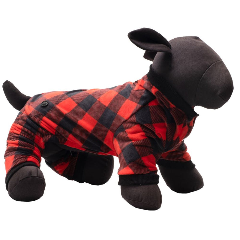 Black/Red Buffalo Fleece Dog Pajamas - 3 Red Rovers