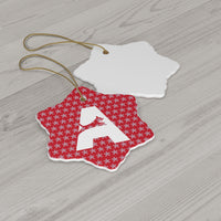 Ceramic Dog Monogram A Ornament - Red, 4 Shapes - 3 Red Rovers