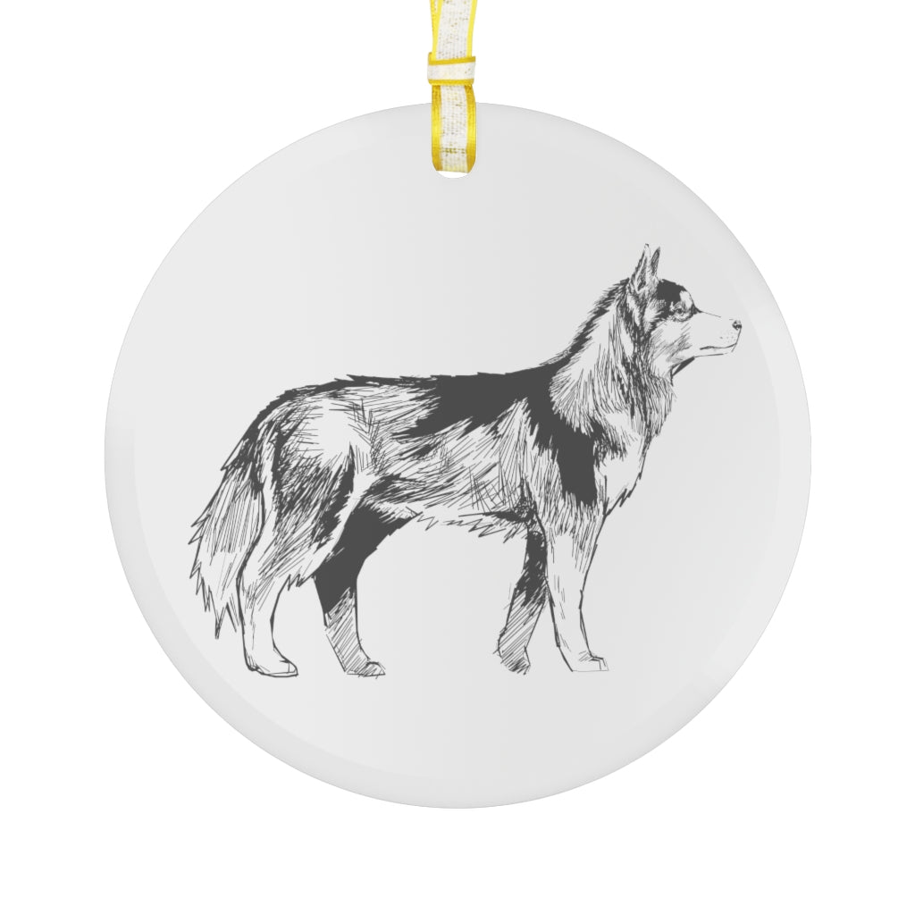 Siberian Husky Glass Ornament - 3 Red Rovers