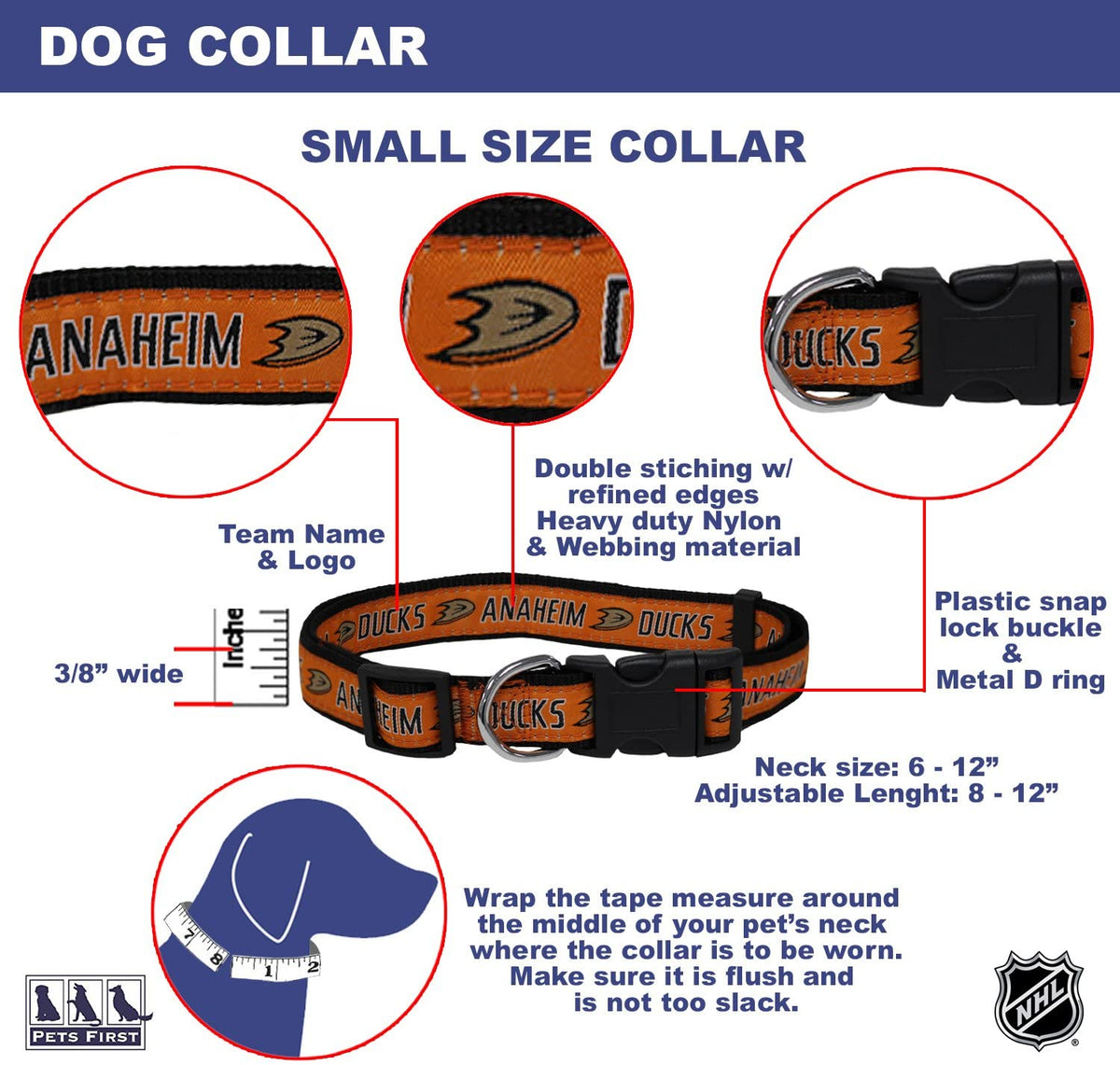 Anaheim Ducks Dog Collar or Leash - 3 Red Rovers