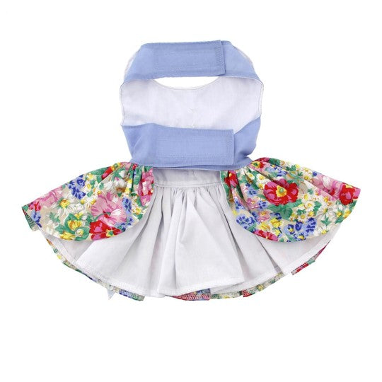 Blue Floral and Pearl Dress with Matching Leash - 3 Red Rovers