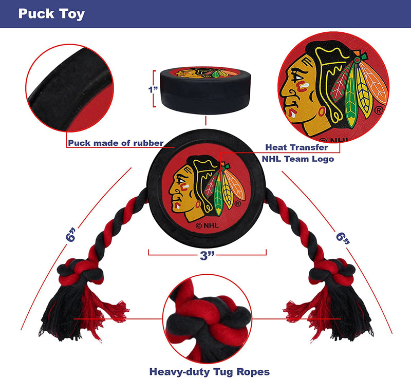 Chicago Blackhawks Puck Rope Toys - 3 Red Rovers