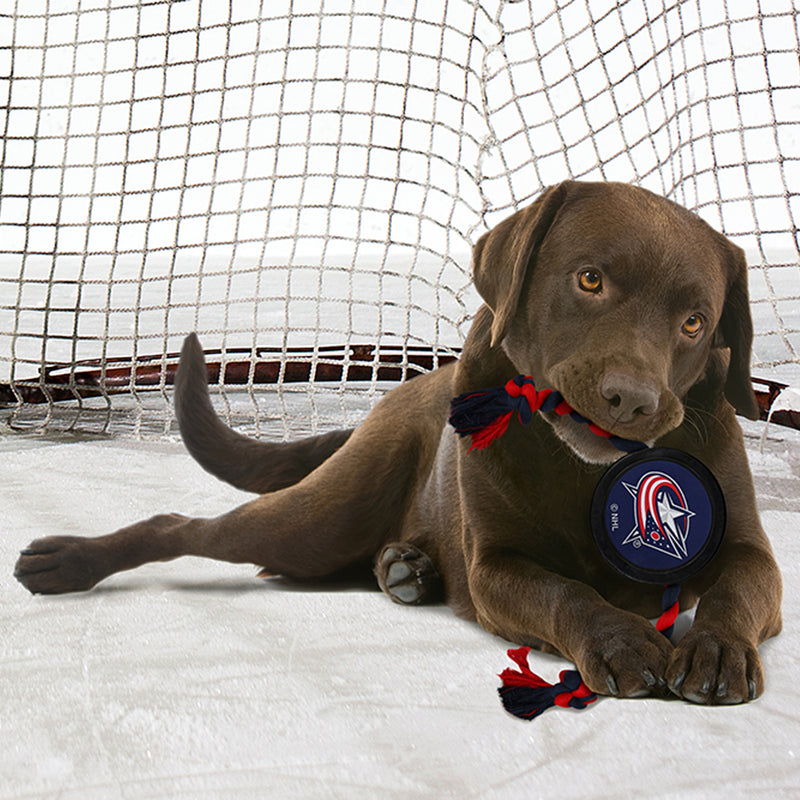 Columbus Blue Jackets Puck Rope Toys - 3 Red Rovers