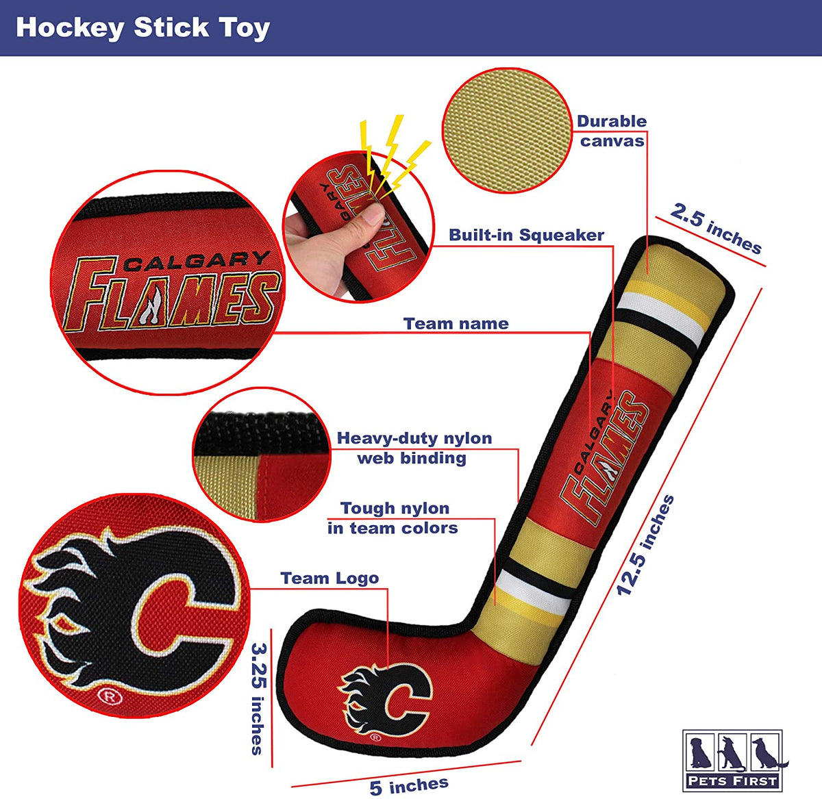 Calgary Flames Hockey Stick Toys - 3 Red Rovers
