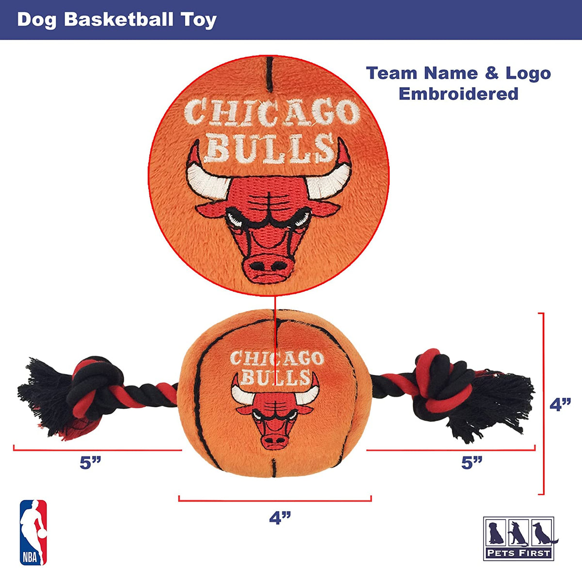 Chicago Bulls Ball Rope Toys - 3 Red Rovers