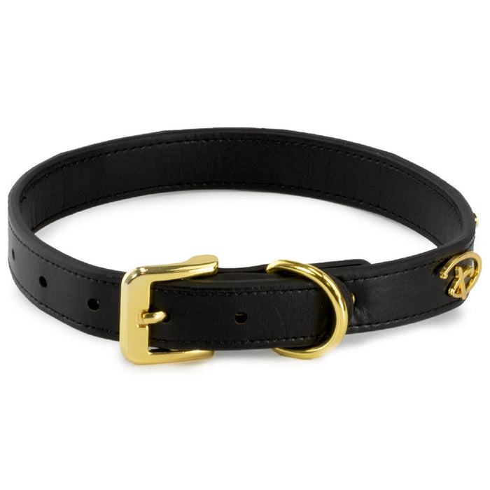 Disney Gold Signature D Black Vegan Leather Collar - READY TO SHIP - 3 Red Rovers