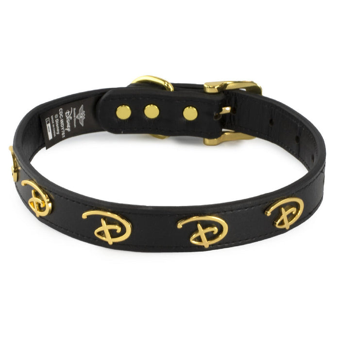 Disney Gold Signature D Black Vegan Leather Collar - READY TO SHIP - 3 Red Rovers
