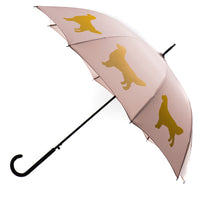 Golden Retriever Gold on Warm Taupe Classic Umbrella - 3 Red Rovers