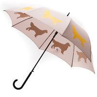 Golden Retriever Gold on Warm Taupe Classic Umbrella - 3 Red Rovers