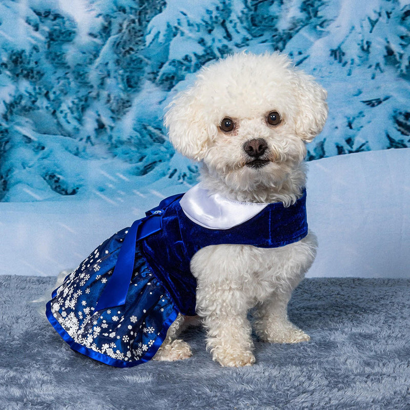Holiday Snowflake Harness Dress with Leash - 3 Red Rovers