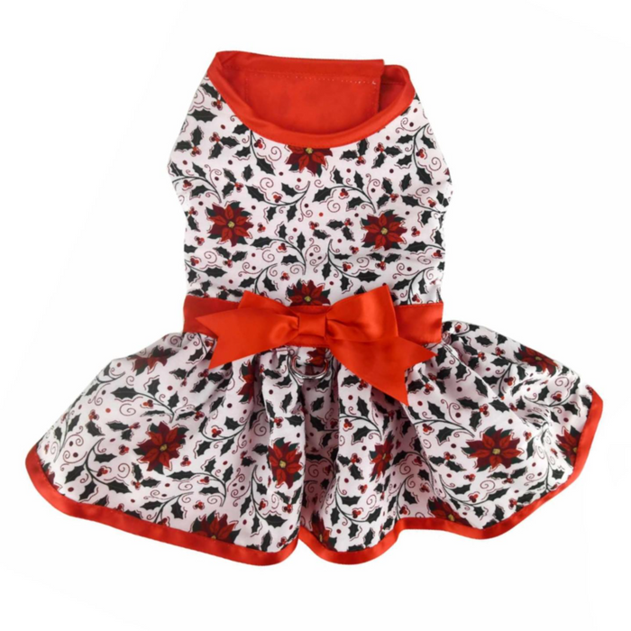 Holiday Holly Harness Dress with Leash - 3 Red Rovers