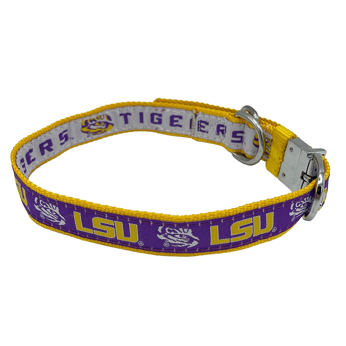 LSU Tigers Reversible Dog Collar - 3 Red Rovers