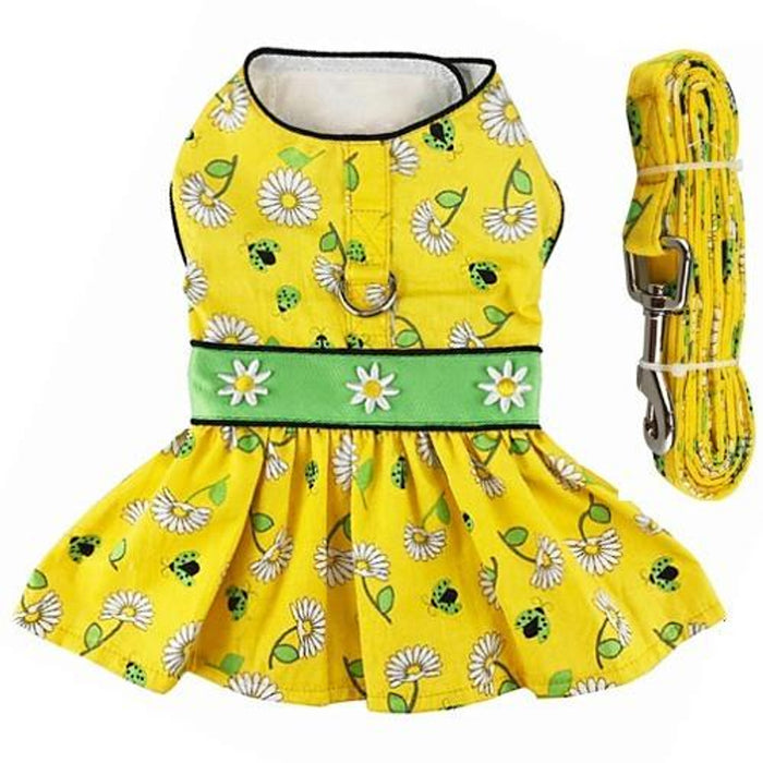 Ladybugs and Daisies Harness Dress with Leash - 3 Red Rovers
