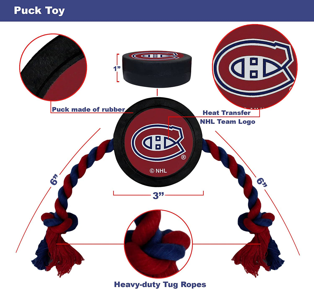 Montreal Canadiens Hockey Puck Toys - 3 Red Rovers