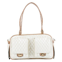 Marlee Ivory Quilted with Faux Snake Trim Carrier - 3 Red Rovers