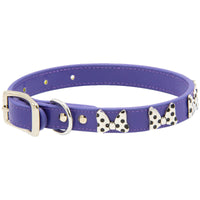 Minnie Mouse Bow Purple Vegan Leather Collar - READY TO SHIP - 3 Red Rovers