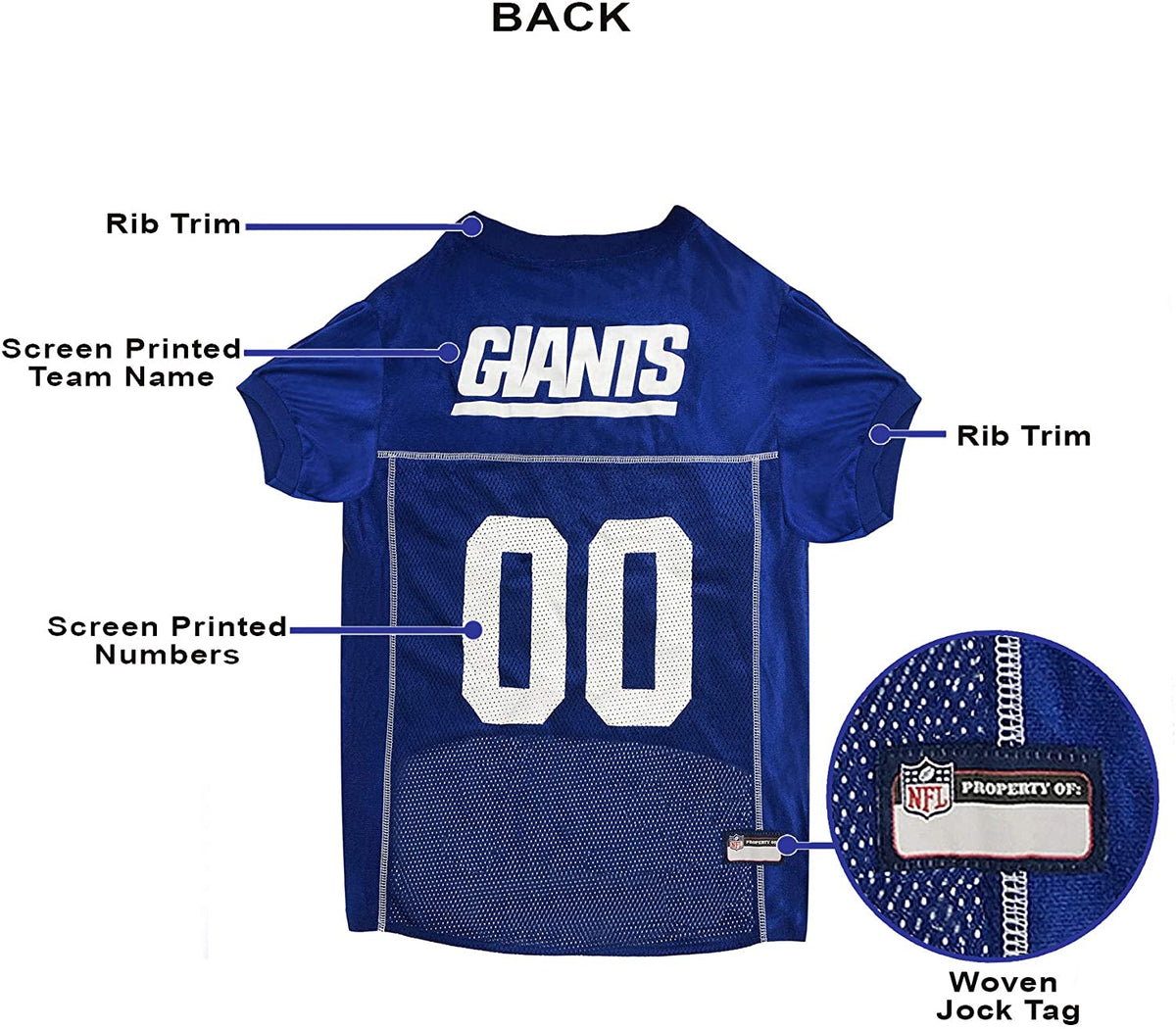 New York Giants Pet Jersey - 3 Red Rovers