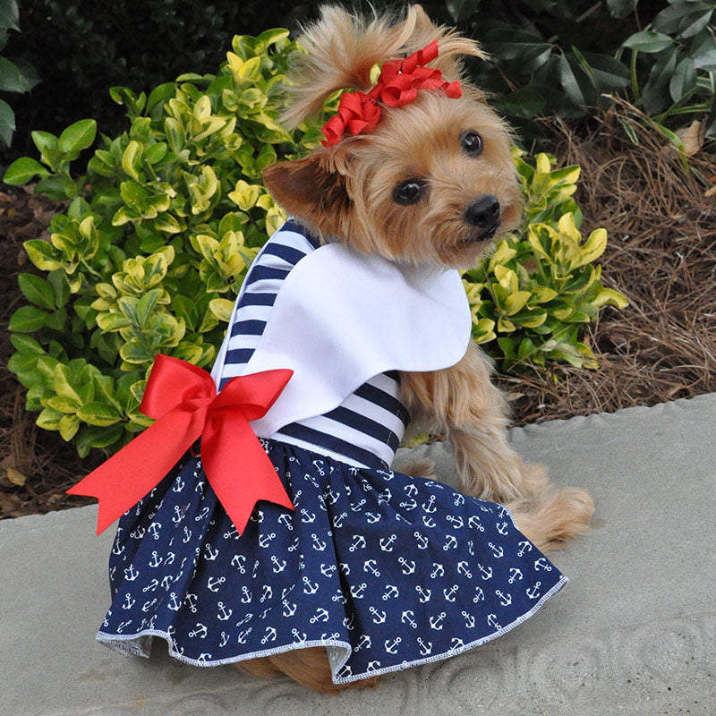 Nautical Harness Dress with Leash - 3 Red Rovers