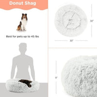 The Calming Taupe Donut Shag Pet Beds