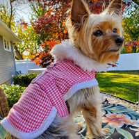 Pink Houndstooth Harness Coat and Leash - 3 Red Rovers