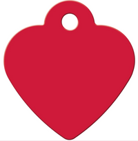 Red Aluminum Heart Pet ID Tags - 2 sizes - 3 Red Rovers