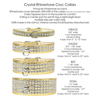 Ritz 3-row Crystal Faux Croc Dog Collar - Gold - 3 Red Rovers