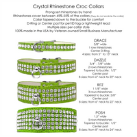 Grace 1-row Crystal Faux Croc Dog Collar - Lime Green - 3 Red Rovers