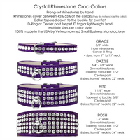 Grace 1-row Crystal Faux Croc Dog Collar - Purple - 3 Red Rovers