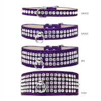 Dazzle 2-row Crystal Faux Croc Dog Collar - Purple - 3 Red Rovers