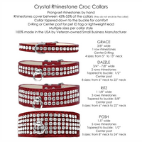 Grace 1-row Crystal Faux Croc Dog Collar - Red - 3 Red Rovers