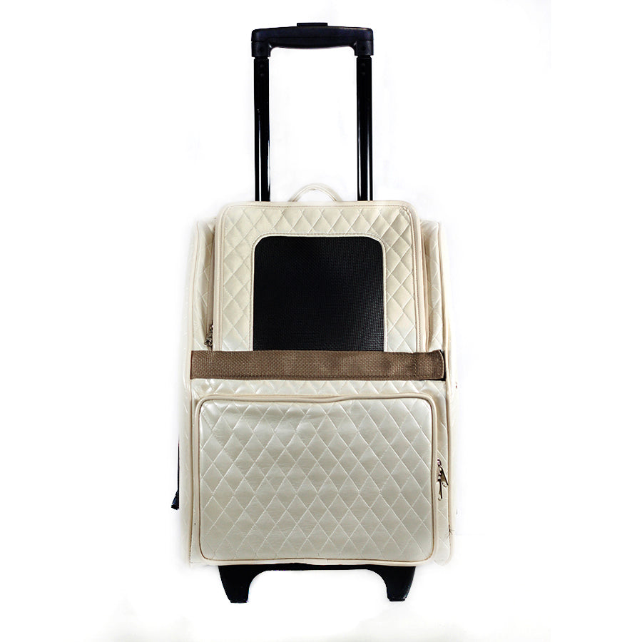 Rio Ivory Quilted Luxe Bag on Wheels - 3 Red Rovers