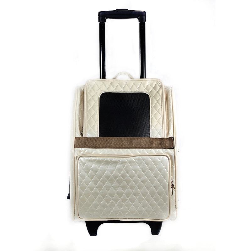 Rio Ivory Quilted Luxe Bag on Wheels - 3 Red Rovers