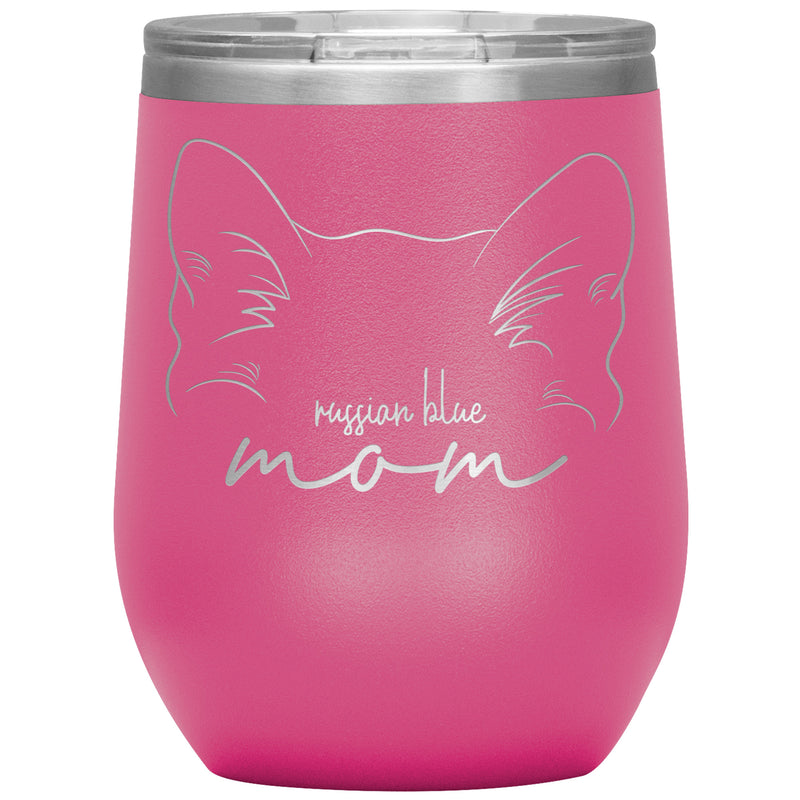 Russian Blue Cat Mom 12oz Wine Insulated Tumbler - 3 Red Rovers