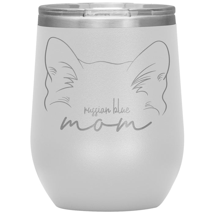 Russian Blue Cat Mom 12oz Wine Insulated Tumbler - 3 Red Rovers