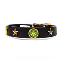 Army Service Emblem Premium Leather Collars - 3 Red Rovers