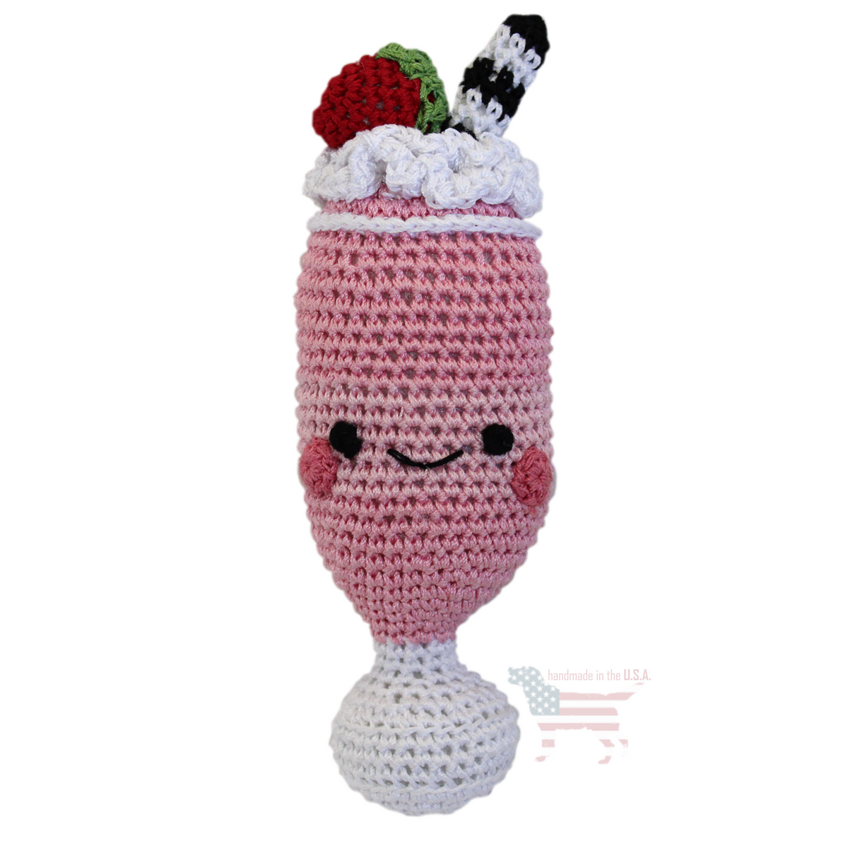 Strawberry Milkshake Handmade Knit Knack Toys - 3 Red Rovers
