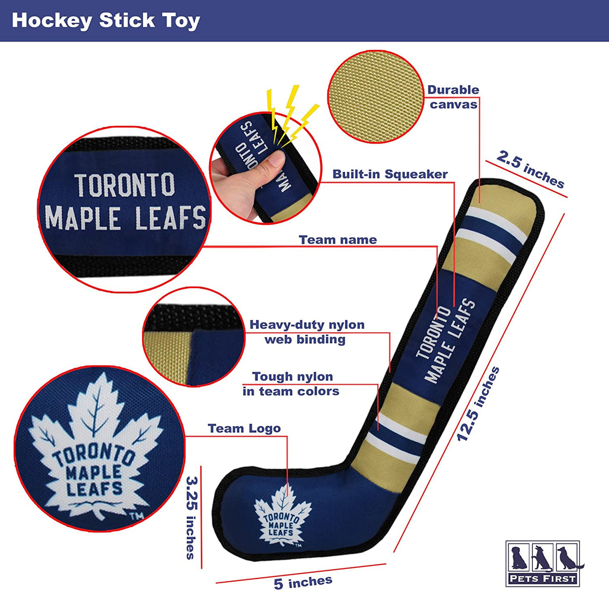 Pets First Toronto Maple Leafs Hockey Stick Toy for Dogs, X-Large