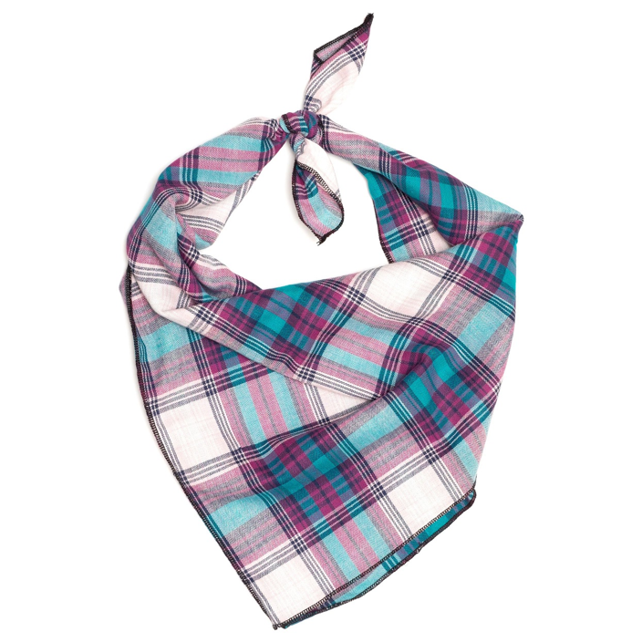 Teal Purple Plaid Personalized Bandana - 3 Red Rovers